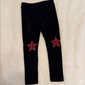 Crewcuts Black Leggings with Red plaid Star Patches